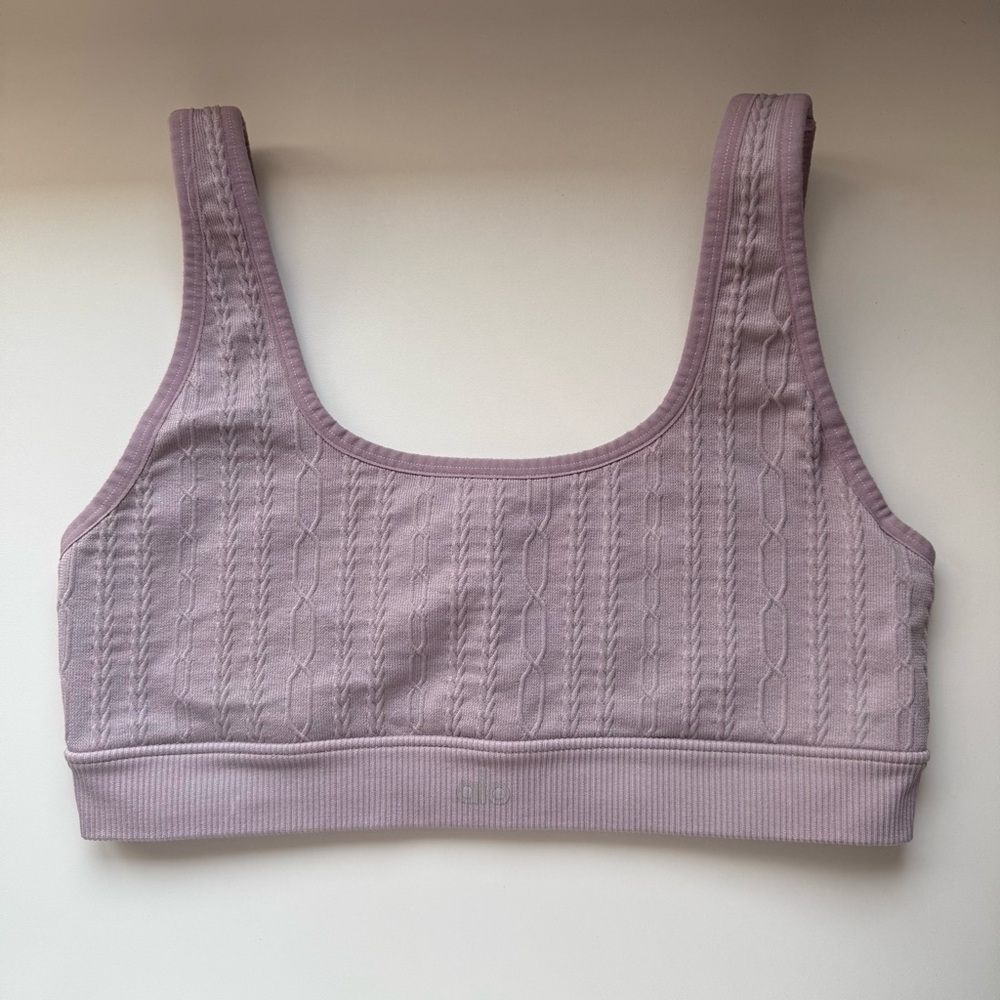 ALO Yoga Lavender Cable-Knit Sports Bra
